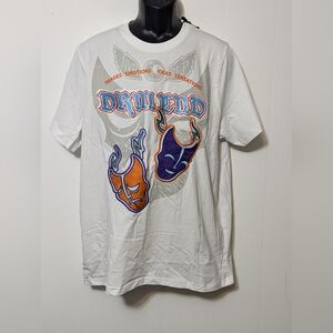 NWT Men's Dreamland Drama Mask Embroidered White T-shirt Size XL